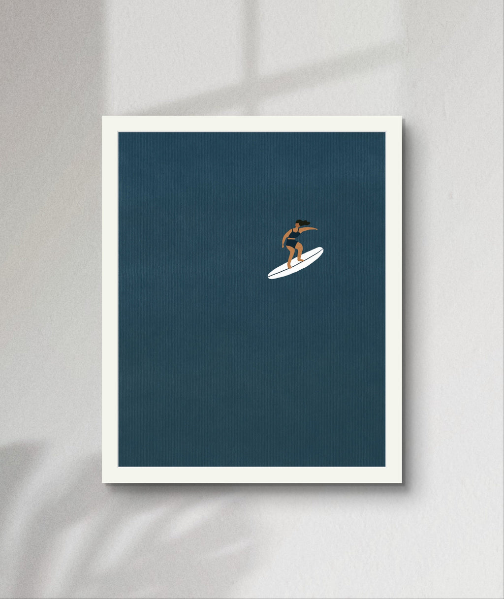 "Surfing Girl" Matted Print – Inspired by Hawaii 💙