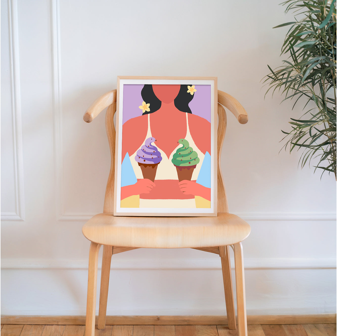 "Snake Ice Cream" Matted Print – Inspired by Hawaii 🩷