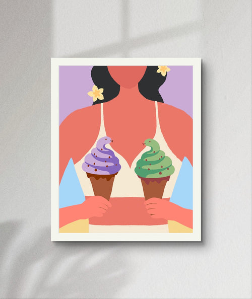 "Snake Ice Cream" Matted Print – Inspired by Hawaii 🩷