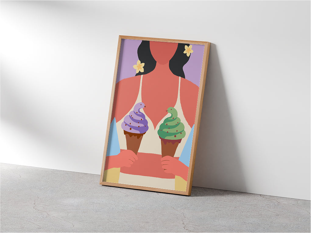 "Snake Ice Cream" Matted Print – Inspired by Hawaii 🩷