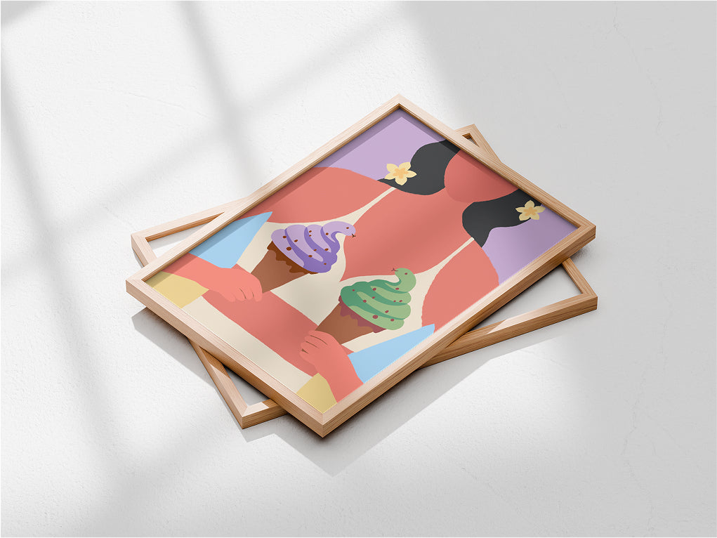 "Snake Ice Cream" Matted Print – Inspired by Hawaii 🩷