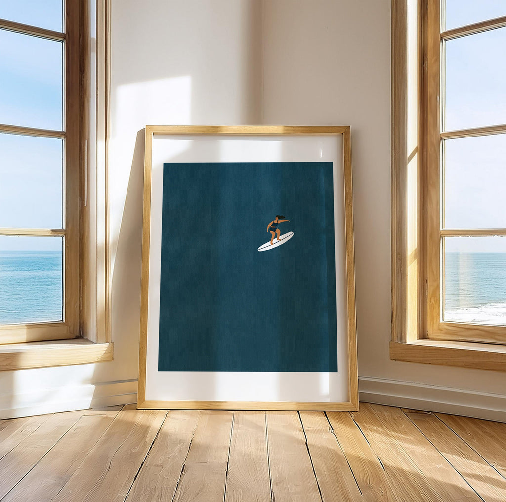 "Surfing Girl" Matted Print – Inspired by Hawaii 💙